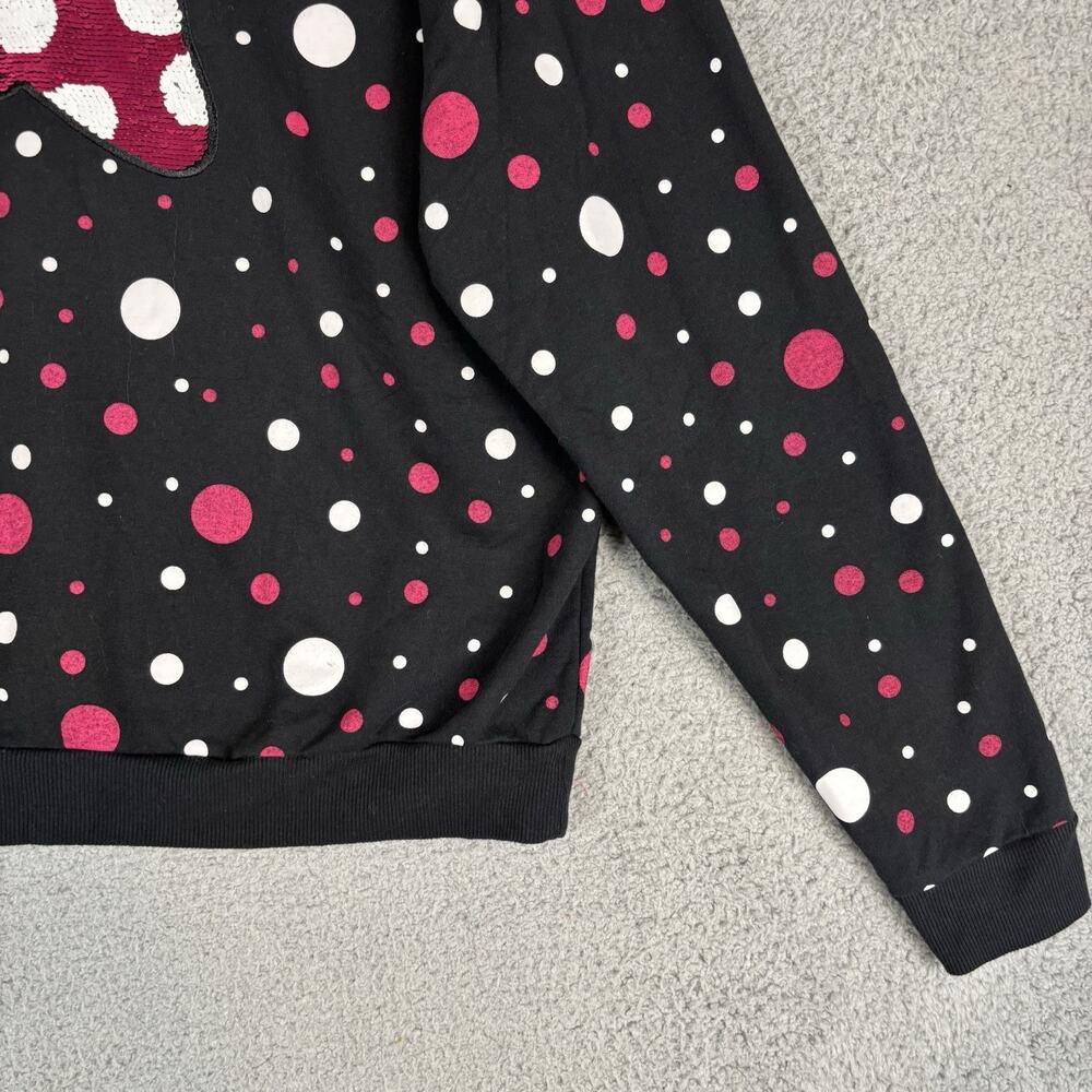 Disney Parks Minnie Mouse Sweatshirt XXL Polka Dot Bow Reversible Sequin Boxy - Picture 4 of 11